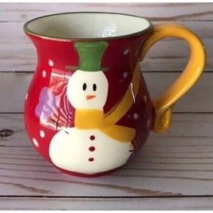 Pier 1 Imports Coffee Mug Cup 16 oz Christmas Snowman Holiday Snowball